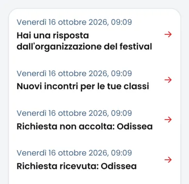 La pagina Comunicazioni con l’elenco delle mail ricevute, dalla più recente.